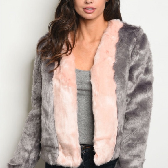 Do+Be Jackets & Blazers - REDUCED TODAY ONLY! Gray Pink Faux Fur Jacket